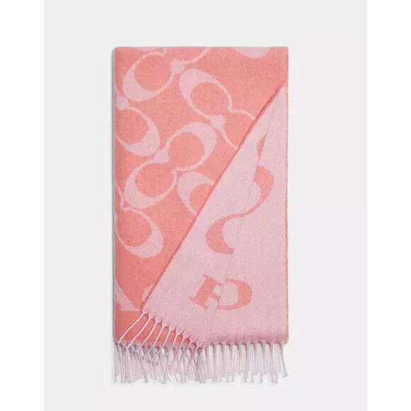 COACH OVERSIZED SCARF CANDY PINK SIGNATURE MUFFLER NEW! - Picture 2 of 3